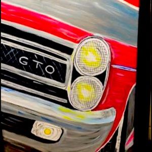 “Old Goat” is a framed Acrylic painting on canvas size is 24”x29”